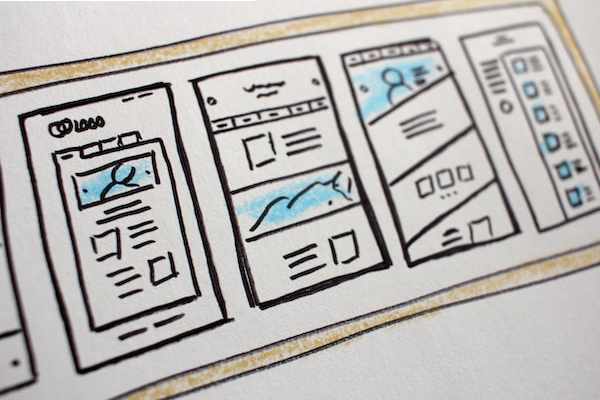 Skizzierte Layouts für eine Website